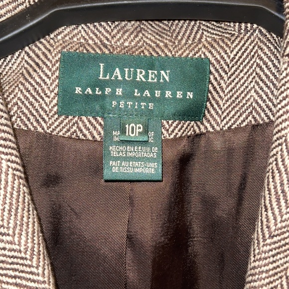 Lauren Ralph Lauren petite size 10P herringbone pattern brown & grey/tan - Picture 3 of 7